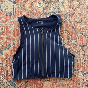 Aerie Navy and White Striped Crop Top
